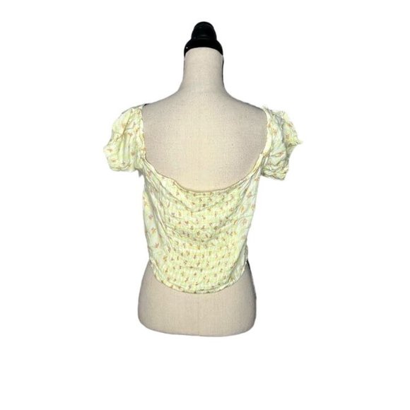 Abound Yellow Floral Print Sweetheart Off Shoulder Crop Top Women's Size Large L - Picture 3 of 7